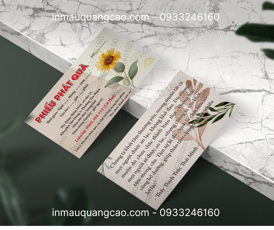 Mẫu danh thiếp phiếu quà tặng - in danh thiếp Bình dương TPHCM